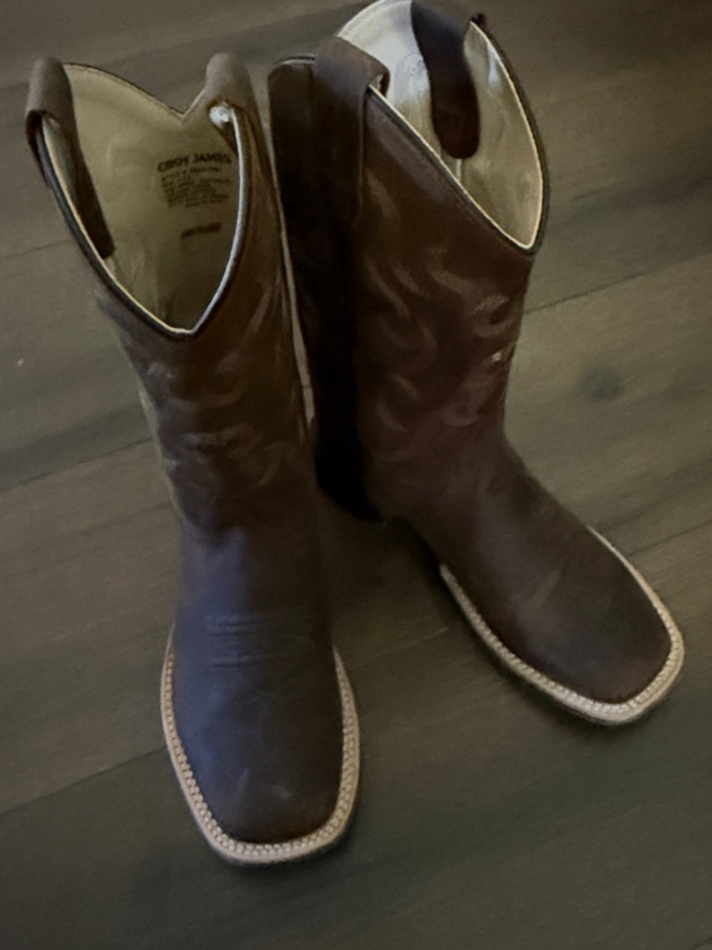 Kids Brown Cowboy Boots with Decorative Stitching